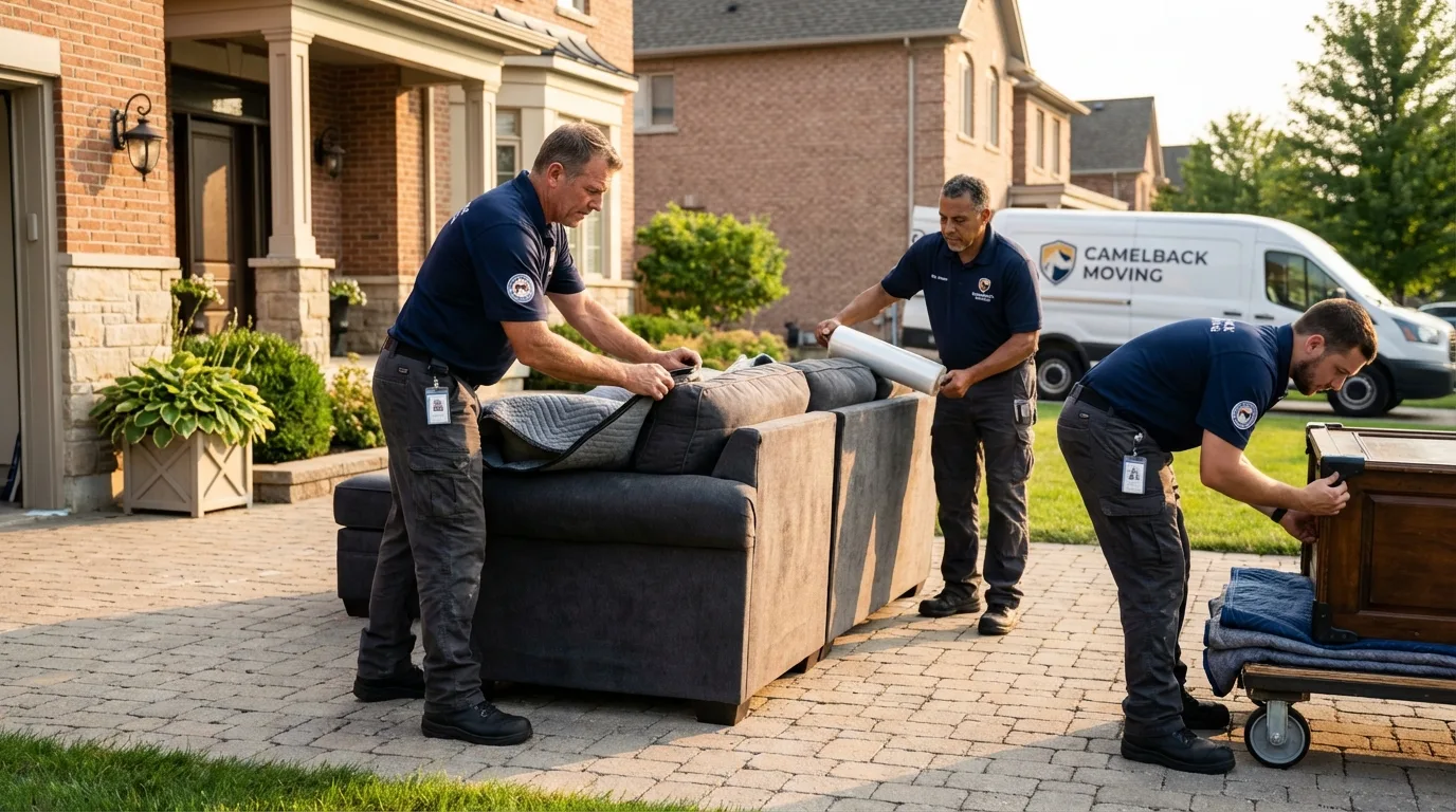 Large estate moving crew wrapping furniture in Flatwoods, KY